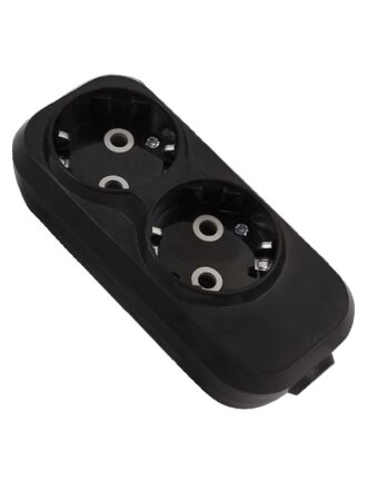 Корпус удлинителя 2 гнезда, 2 + 3, с заземлением, 16 А, черный, TDM Electric, Народная, SQ1806-0423