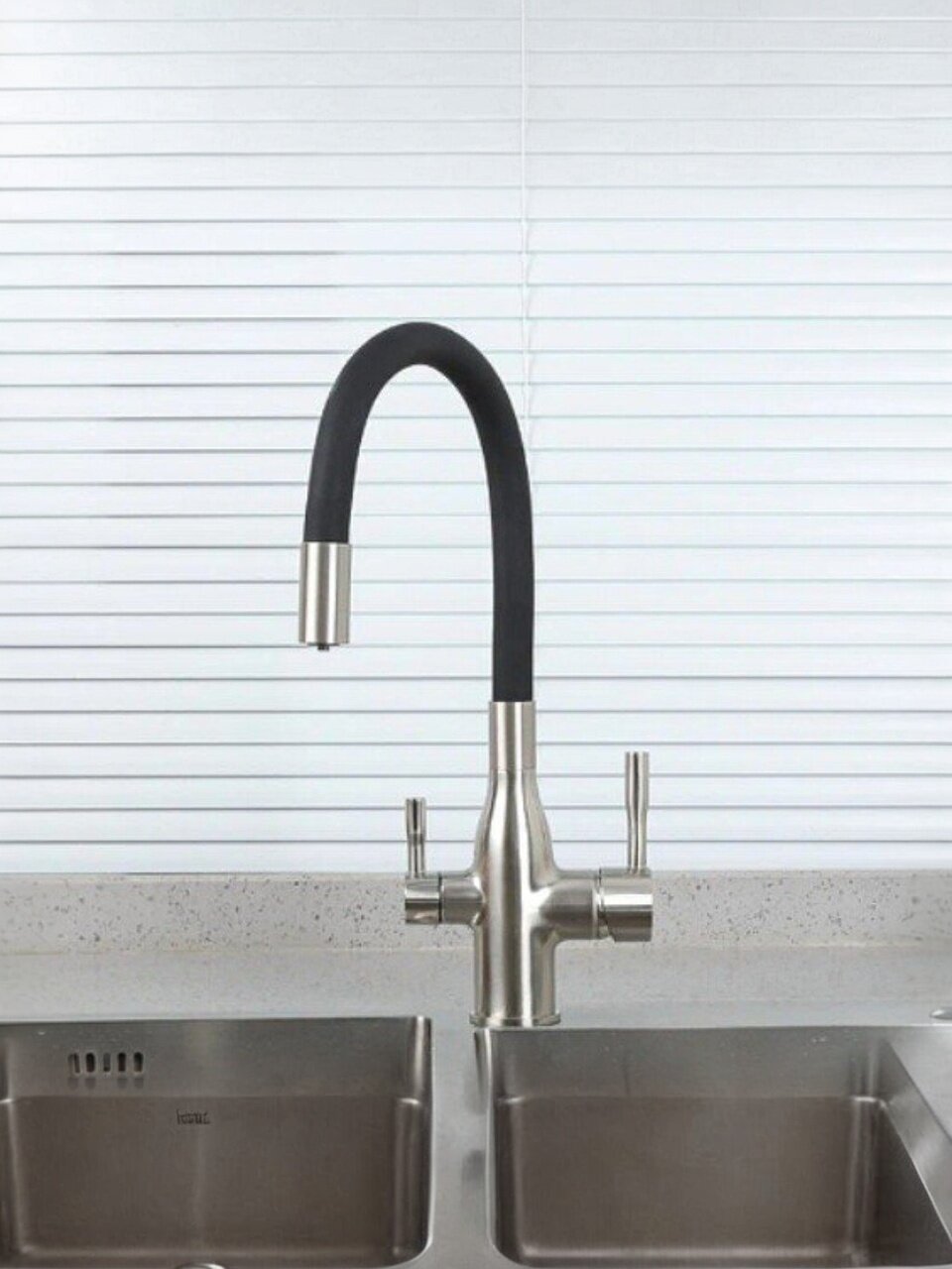 Смеситель для кухни, Frap, гибкий излив, с картриджем, с подключением к фильтру, F4396-5