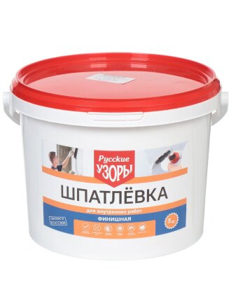 Шпатлевка Русские узоры, финишная, для внутренних работ, 8 кг