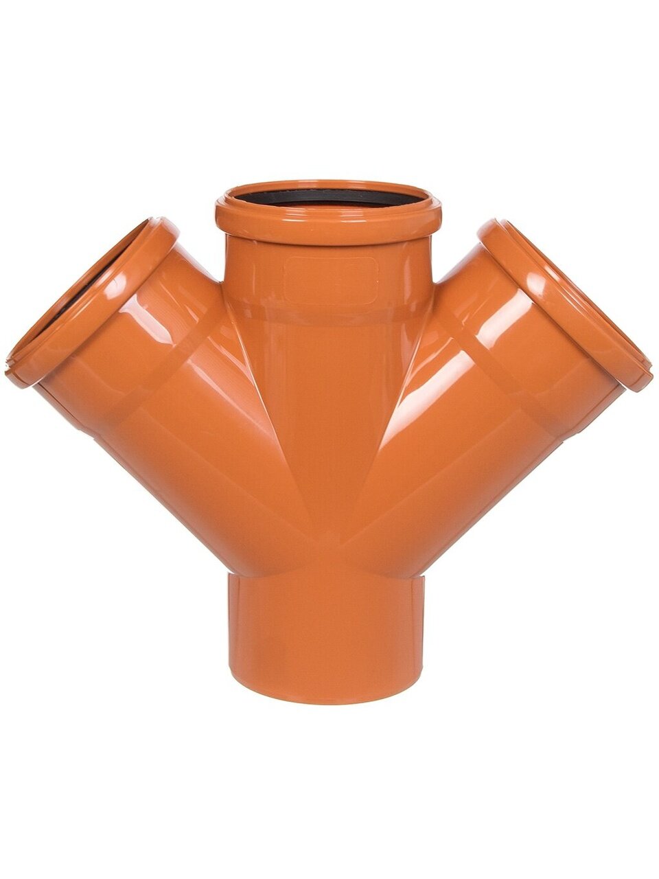 Крестовина канализационная одноплоскостная, 110х110х110 мм, 45 °, РосТурПласт, наружная, рыжая, 36550