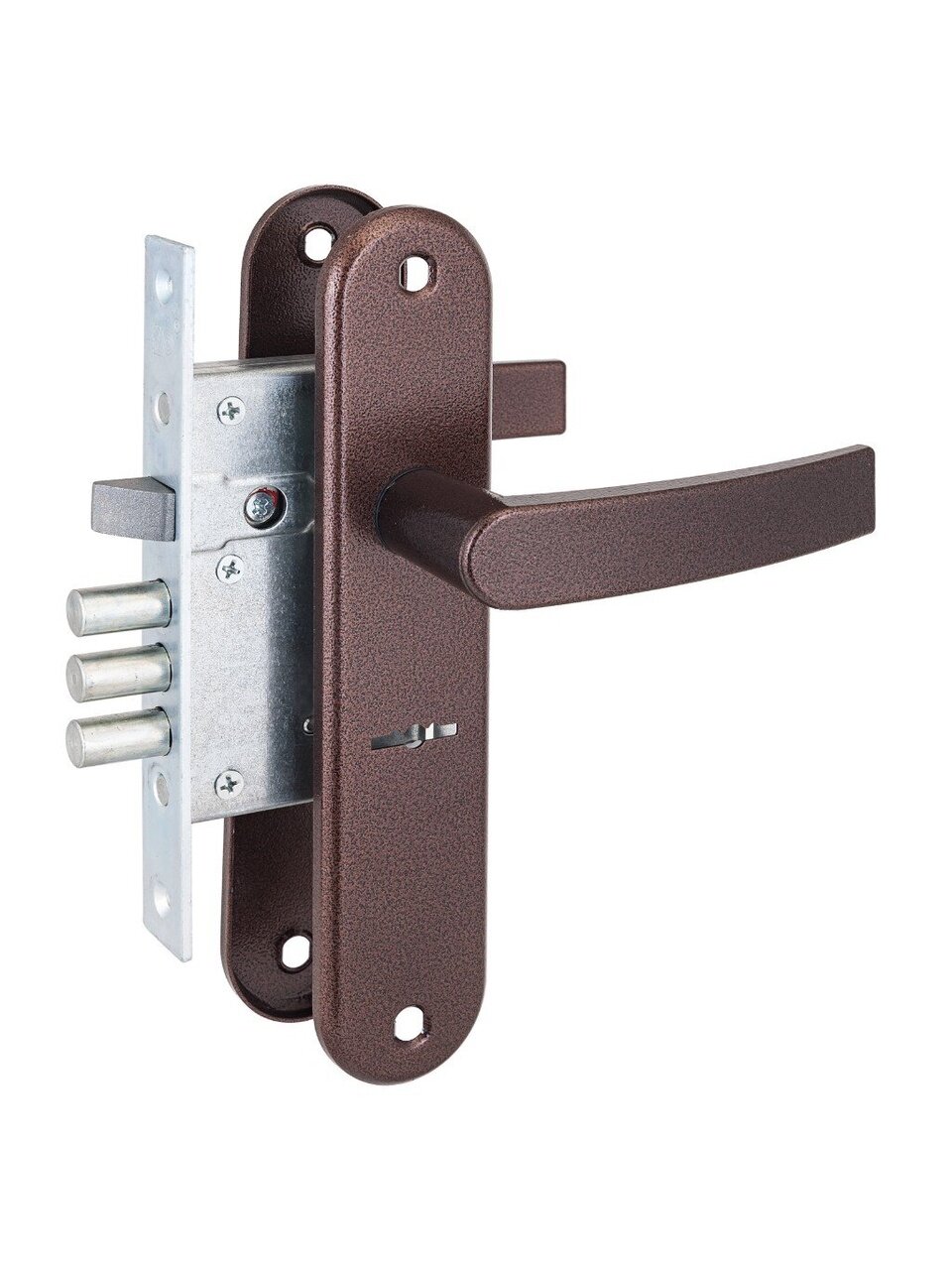 Замок врезной ЗВ 9-6/13, 77 311, 5457, ручка в комплекте, сувальдный, антик медь