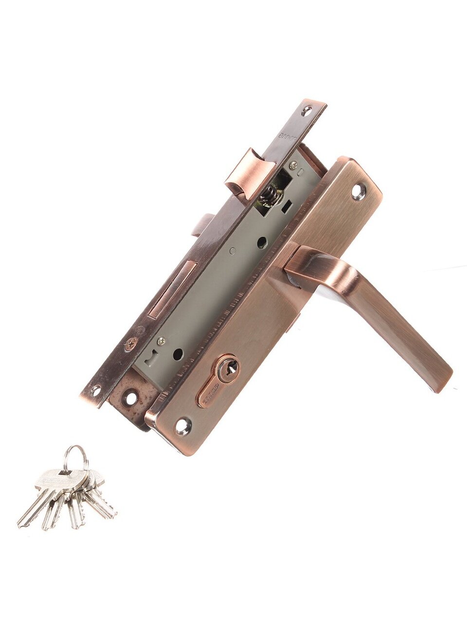 Замок врезной Аллюр, 126/1 AC, 1072, ручка в комплекте, цилиндровый, старый медный