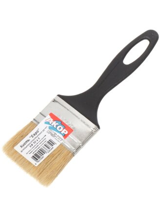 Кисть плоская, Акор, Евро, 8х50 мм, натуральная щетина, рукоятка пластик, 120 08 050
