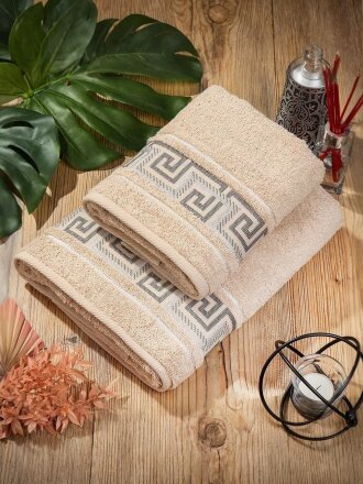Полотенце банное 70х130 см, 100% хлопок, 460 г/м2, Cleanelly, Tavropos, бежевое, 13-1106, Россия, ПЦ-3501
