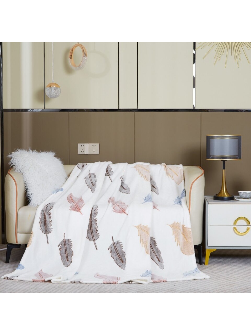 Плед 1.5-спальный, 150х200 см, велсофт жаккард, 100% полиэстер, Silvano, Перо, 150/239-VLR/LA