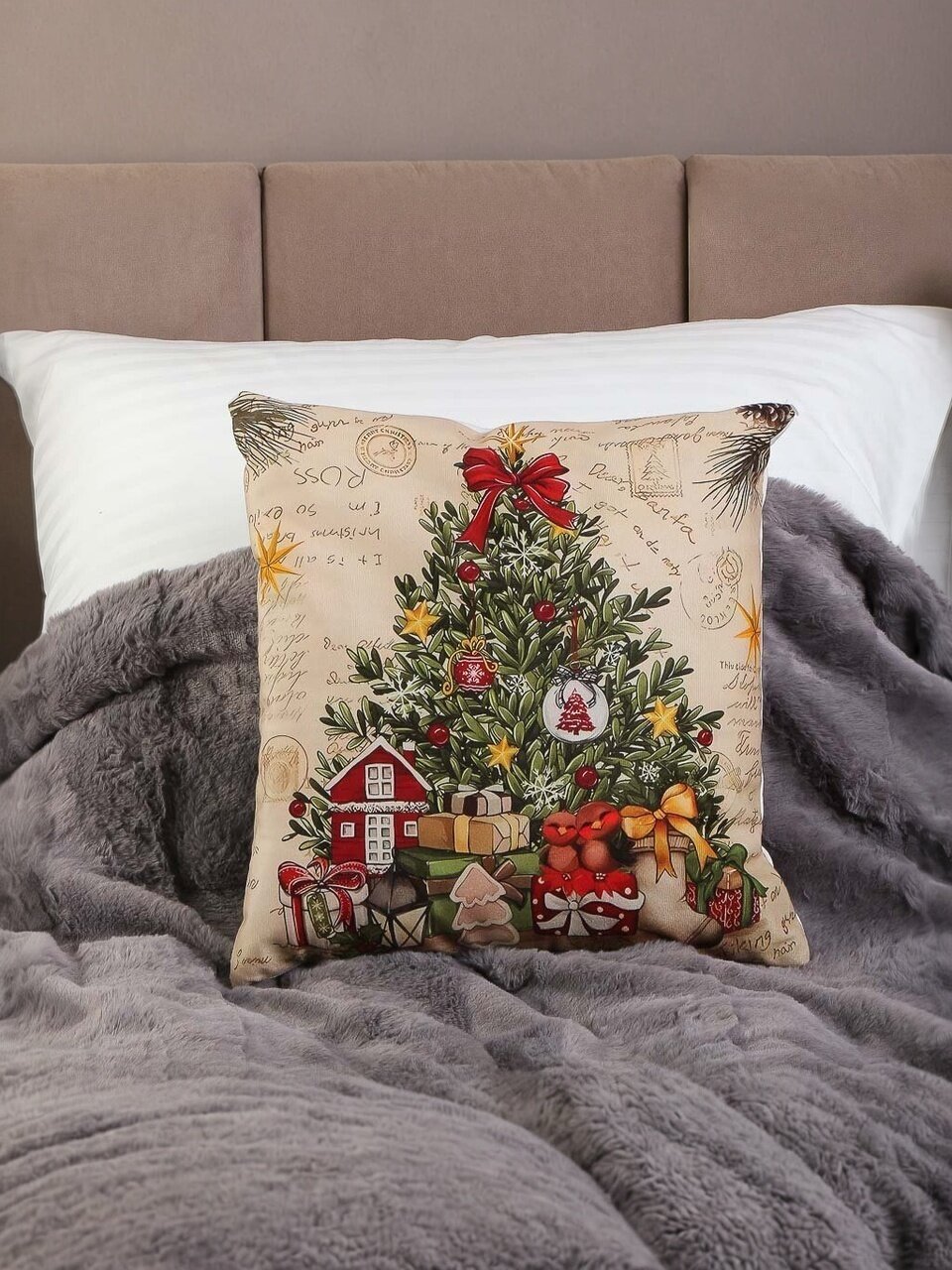 Подушка декоративная, 38х38 см, Елка, 100% полиэстер, Микрос