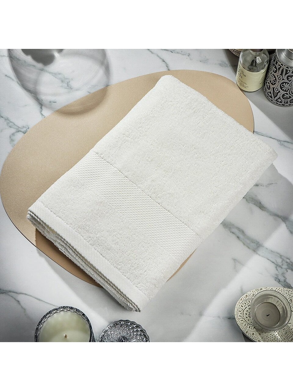 Полотенце банное 30х50 см, 100% хлопок, 380 г/м2, Грация, Silvano, молочное, Узбекистан