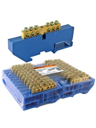 Шина нулевая N, латунь, с изолятором на DIN-рейку, стойка большая, 6 групп, 8х12 мм, TDM Electric, SQ0801-0030