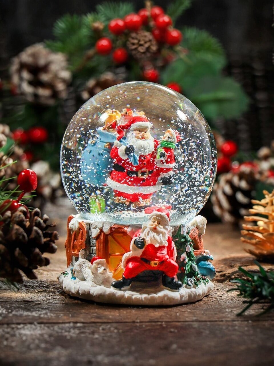 Фигурка декоративная Шар водяной со снегом, 11х10х14 см, Y4-4231