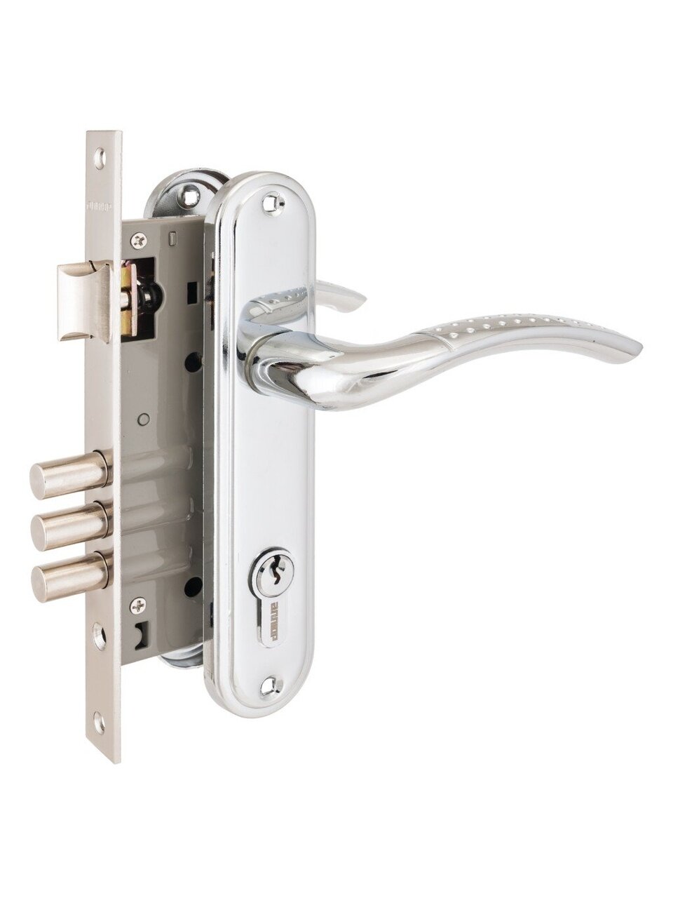 Замок врезной Аллюр, 132/3 CP, 5963, ручка в комплекте, цилиндровый, хром