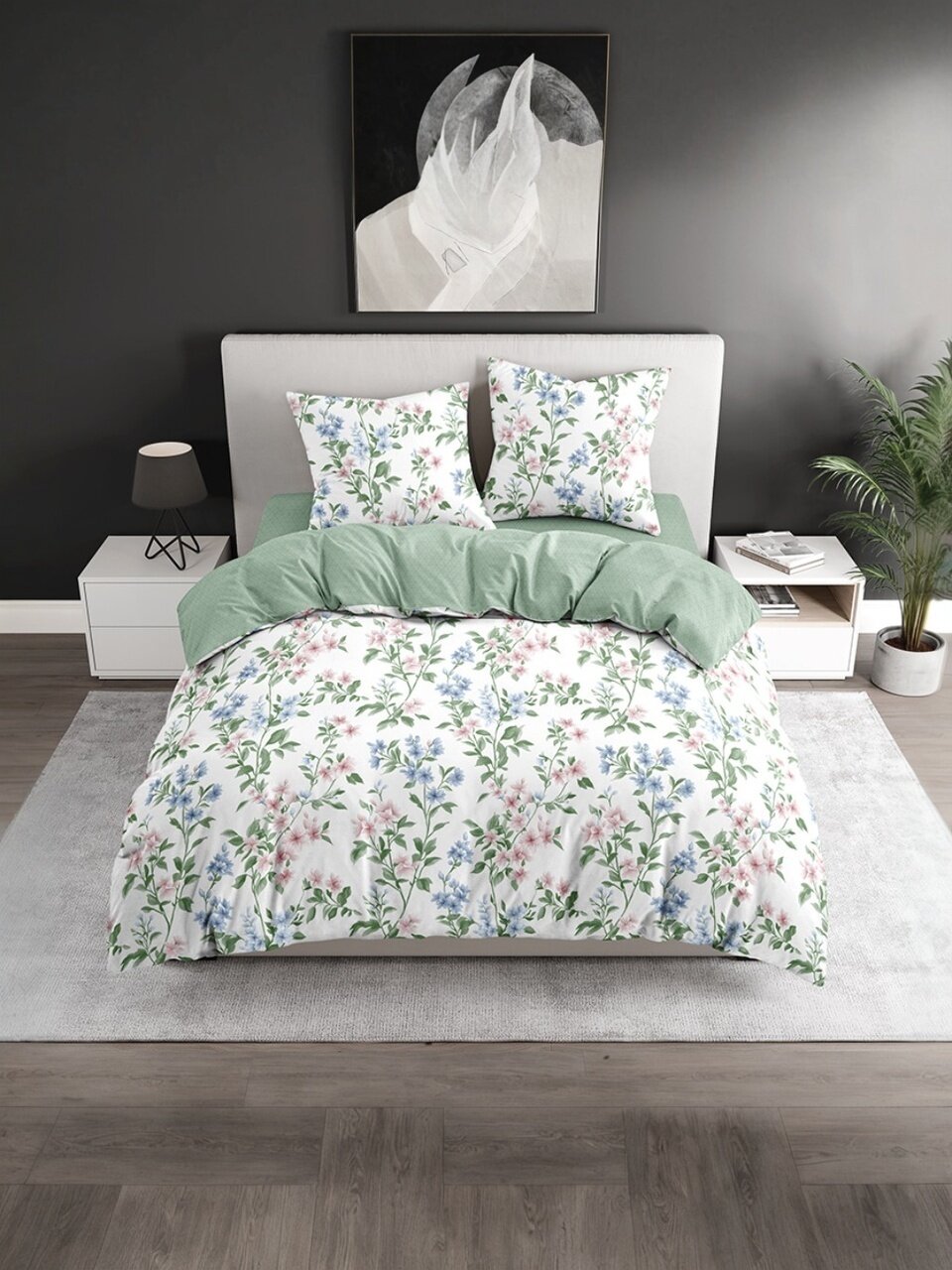 Постельное белье 1.5-спальное, простыня 150х215 см, 2 наволочки 50х70 см, пододеяльник 145х215 см, Silvano, поплин, Сюси