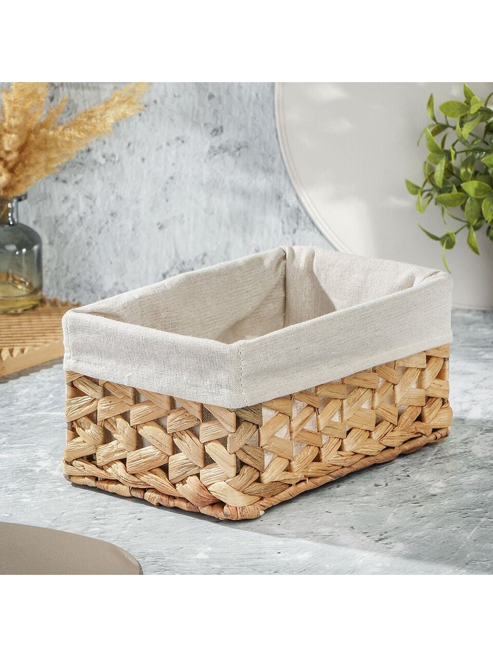 Корзина 26х16х12 см, прямоугольная, плетеная, B090101