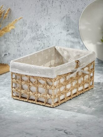 Корзина 30х20х14 см, прямоугольная, плетеная, B090092