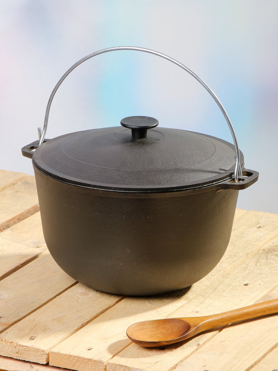 Казан чугун, 8 л, с крышкой, крышка чугун, с дужкой, Гардарика, 1508-3