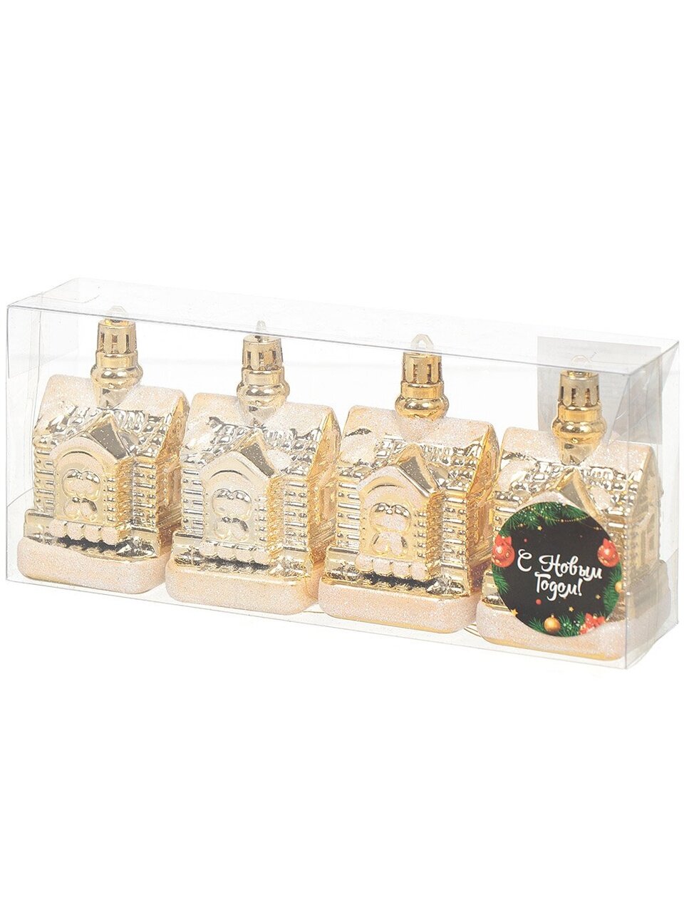 Набор елочных украшений 4 шт, золото, 6 см, пластик, SY18CBB-272G