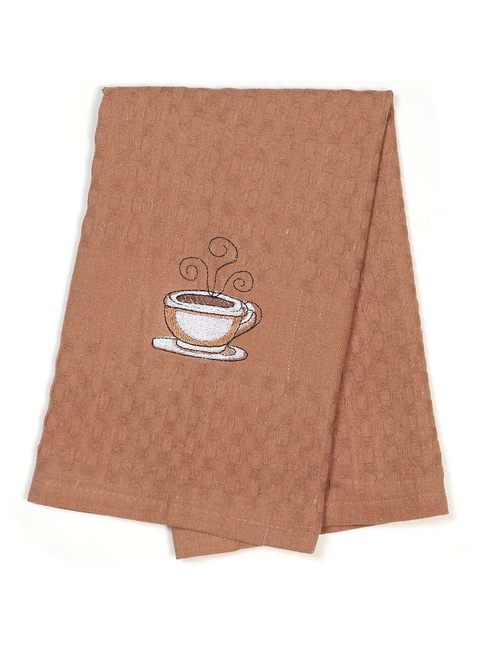 Полотенце кухонное вафельное, 36х56 см, 90% хлопок, 10% полиэстер, Вышивка, коричневое, Китай, Y8-2937
