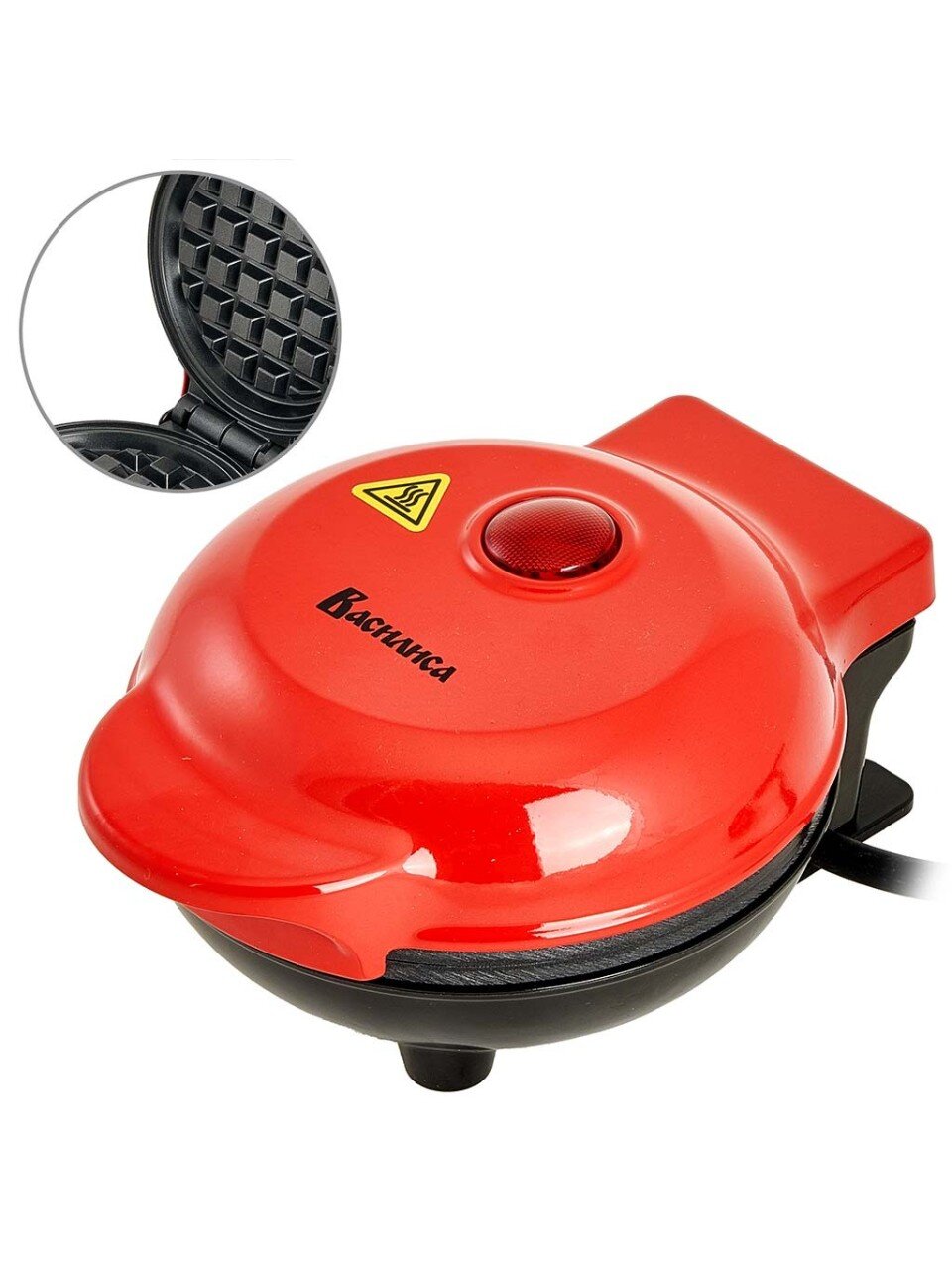 Вафельница Василиса, Венская, ВА-5402, 500 Вт, d=12 см, красный, антиприг