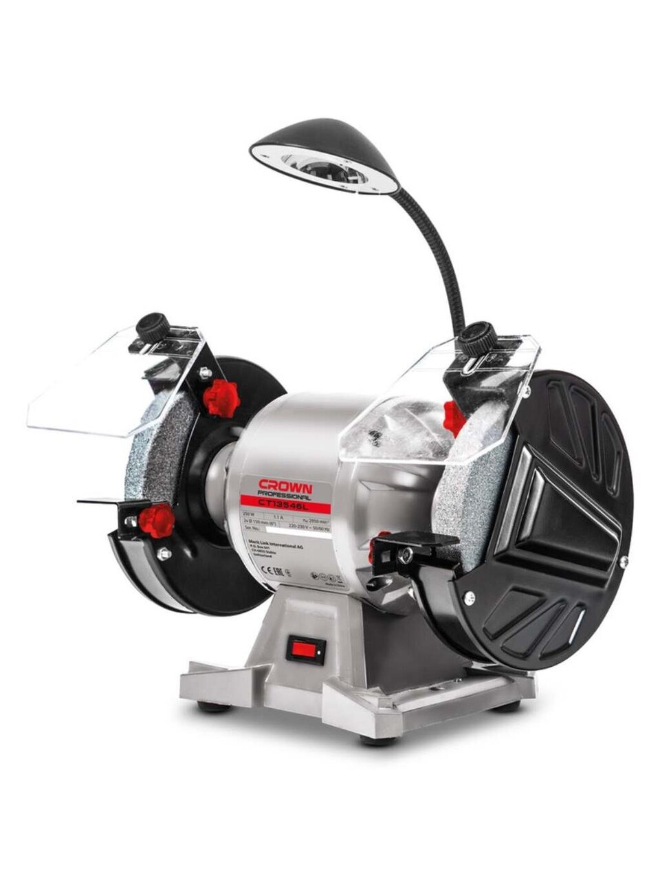 Точильный станок Crown, CT13546L, 250 Вт, 2840 об/мин, 150 мм, фонарь