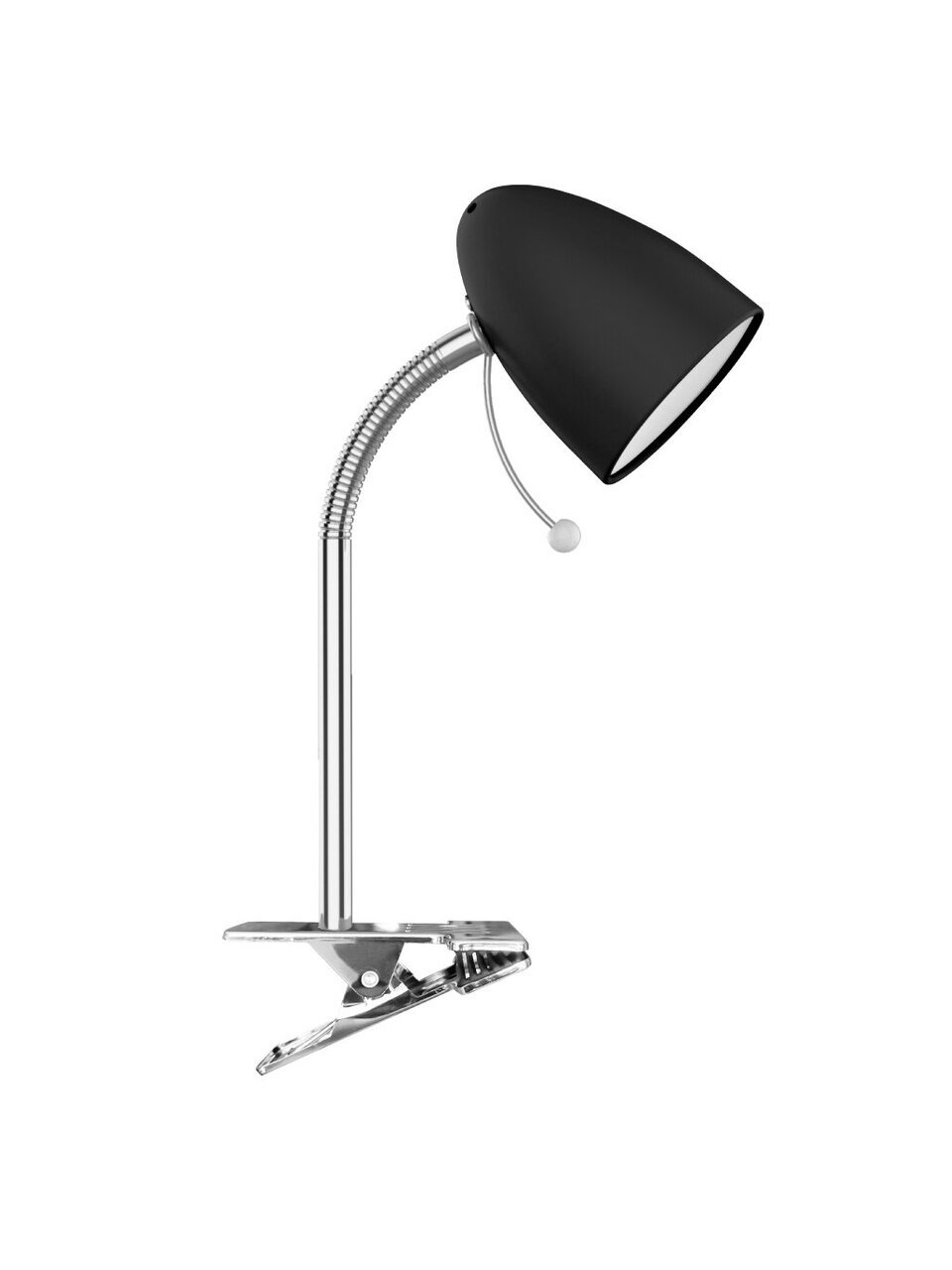 Светильник настольный на прищепке, E27, 60 Вт, серебристый, абажур черный, Ultraflash, UF-376 C02, 14599