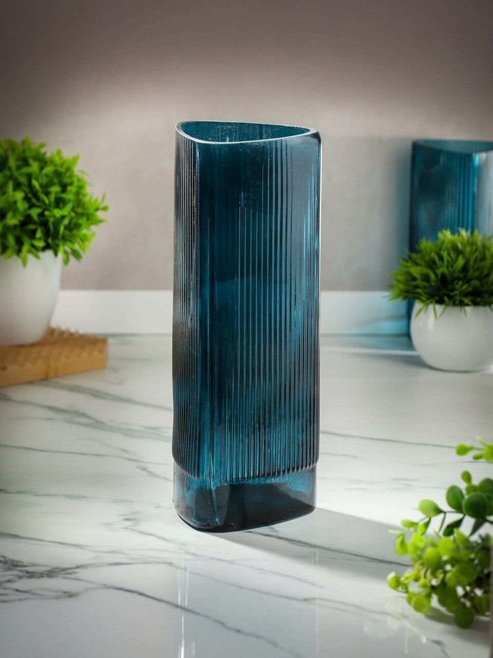 Ваза стекло, настольная, 30х10 см, Синее море, A060241