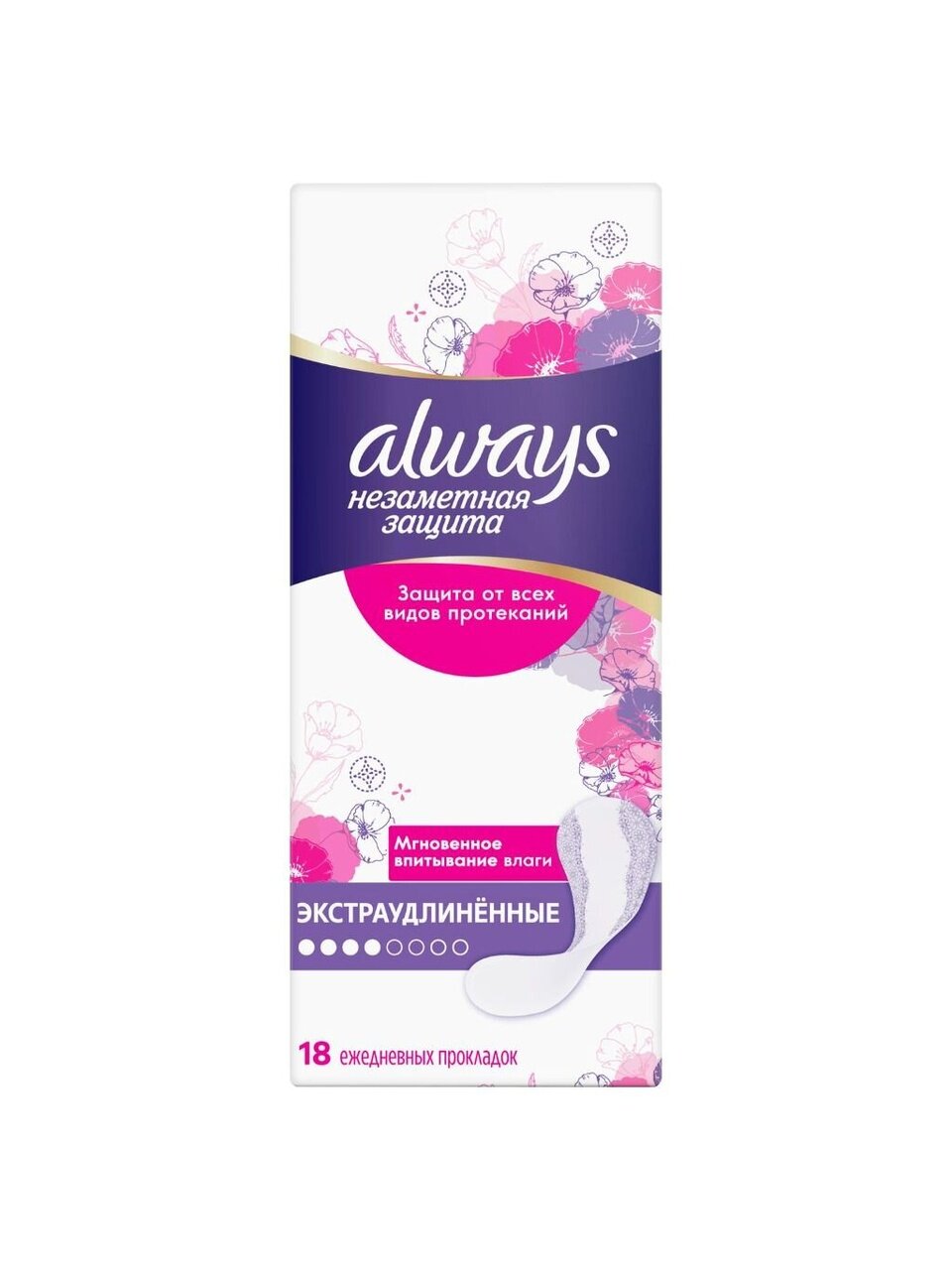 Прокладки женские Always, Незаметная защита, ежедневные, 18 шт, экстраудлиненные