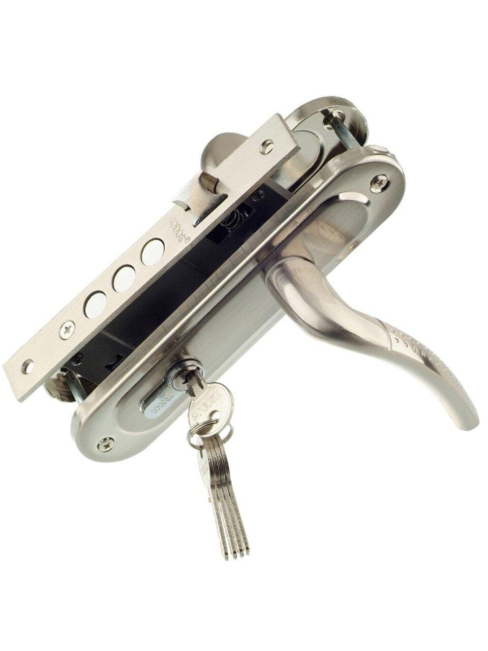 Замок врезной Trodos, 61/106 3RB SN, 202087, ручка в комплекте, цилиндровый, никель