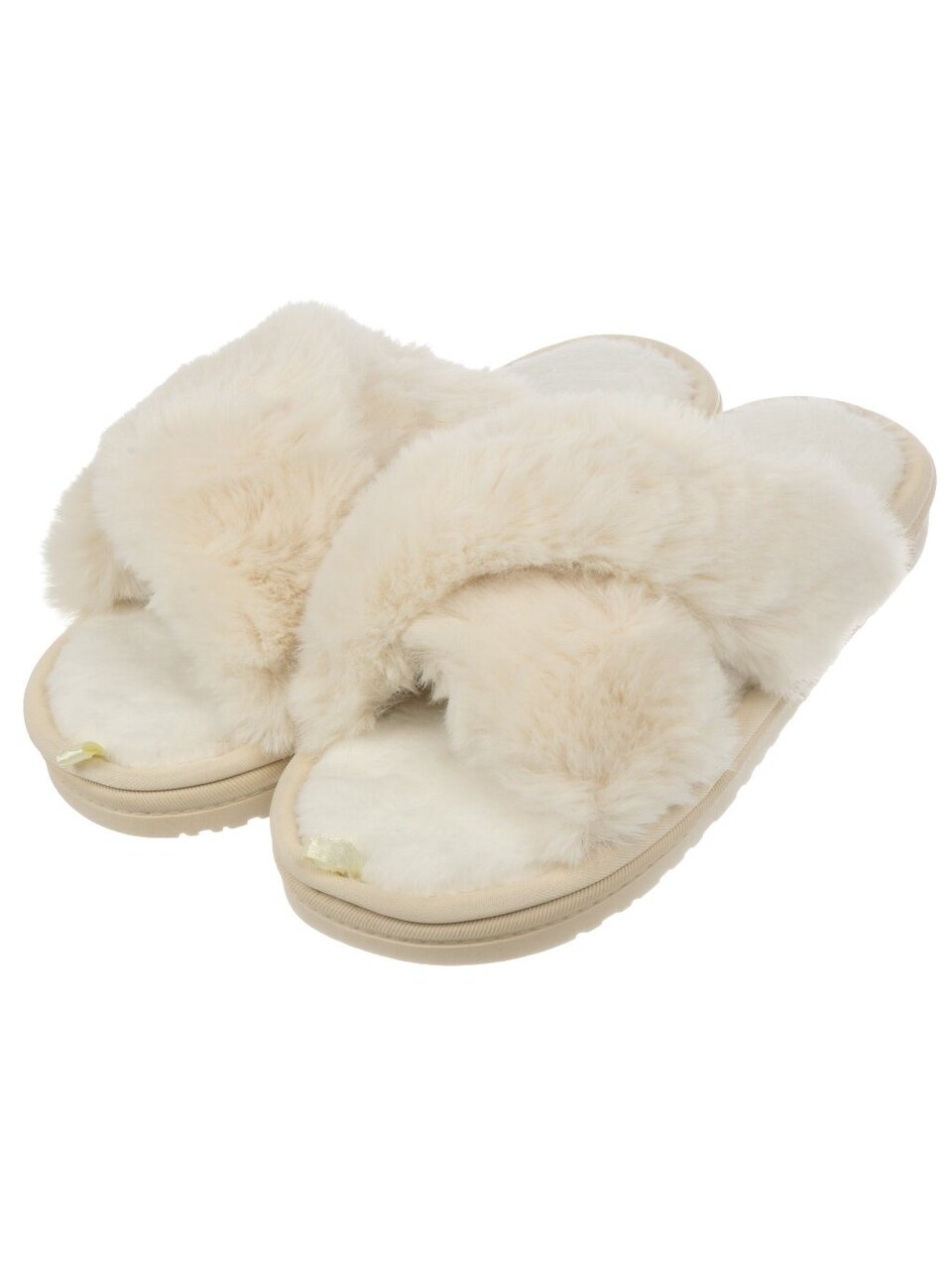 Тапки для женщин, искусственный мех, белые, р. 40-41, открытые, A210335