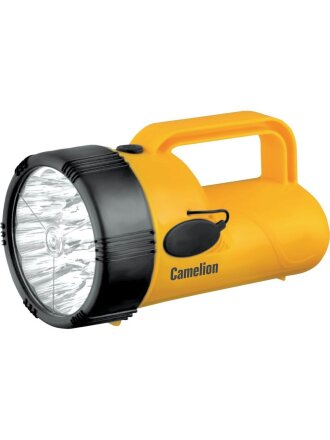 Фонарь встроенный аккумулятор, прожектор, Camelion, LED29314, зарядка от сети 220 В, пластик, режим SOS, желтый, 19 LED, 4В 2,3А-ч