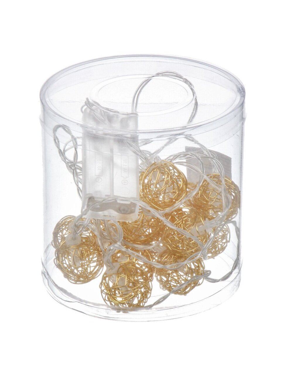 Гирлянда 10 ламп, 3 м, 1 режим, Шары, теплый белый свет, прозрачная, гибкая, в помещении, на батарейках, LS45383-M