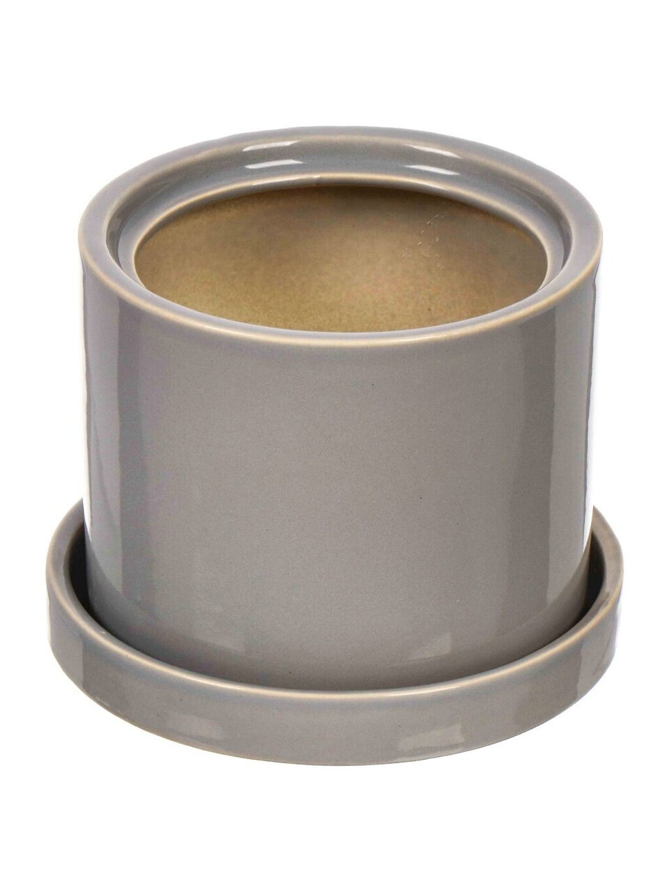 Горшок керамика, 16х15.5 см, для цветов, светло-серый, Лидер №2, 4088