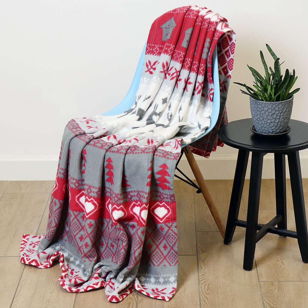 Плед 1.5-спальный, 130х170 см, флис, 100% полиэстер, Silvano, Скандинавские узоры, T2020-102