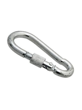 Карабин с гайкой, диаметр 6 мм, белый цинк, DIN5299D, 243420