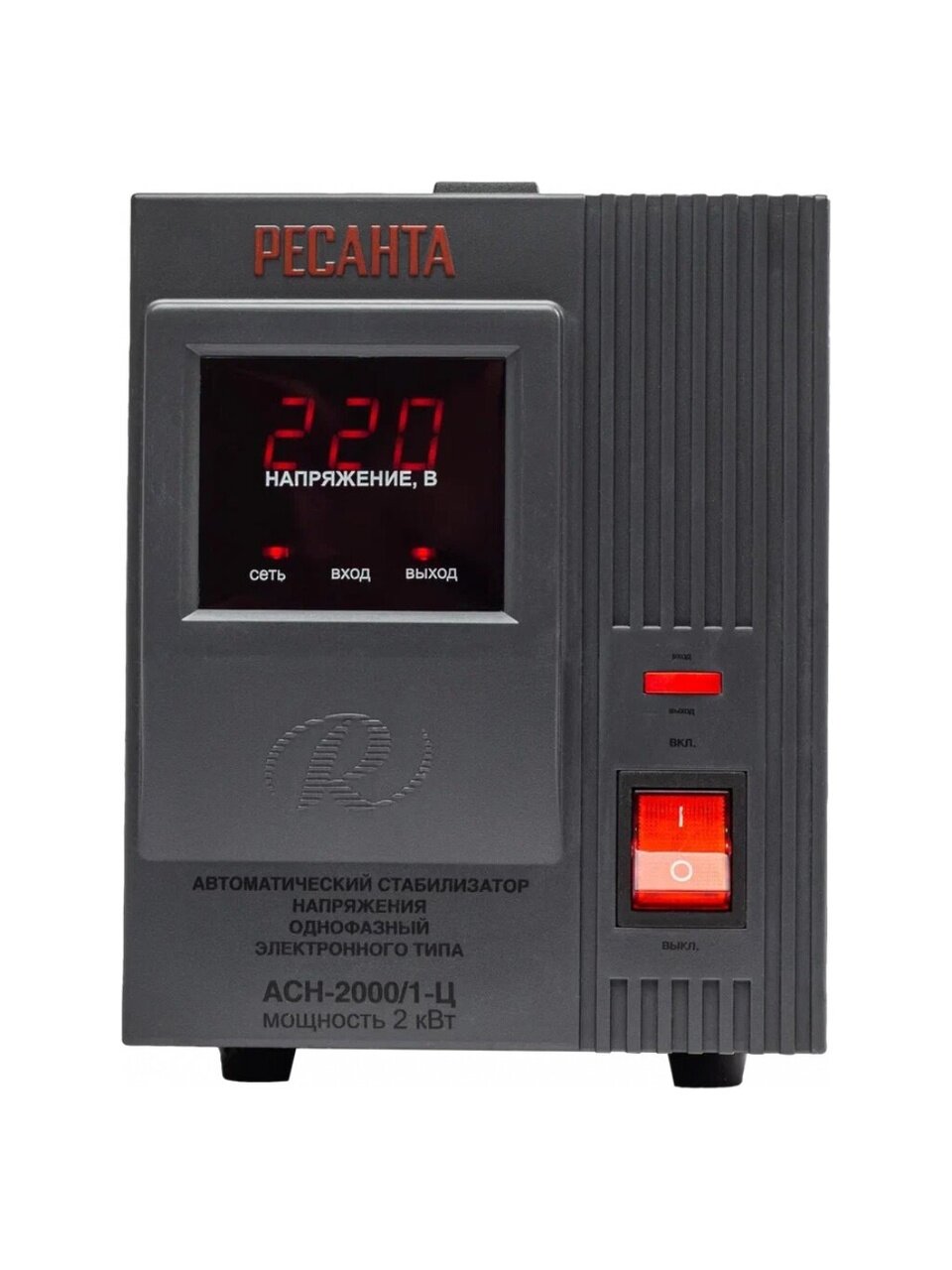 Стабилизатор напряжения Ресанта, ACH-2000/1-Ц, 2 кВт, 140-260 В, 63/6/4
