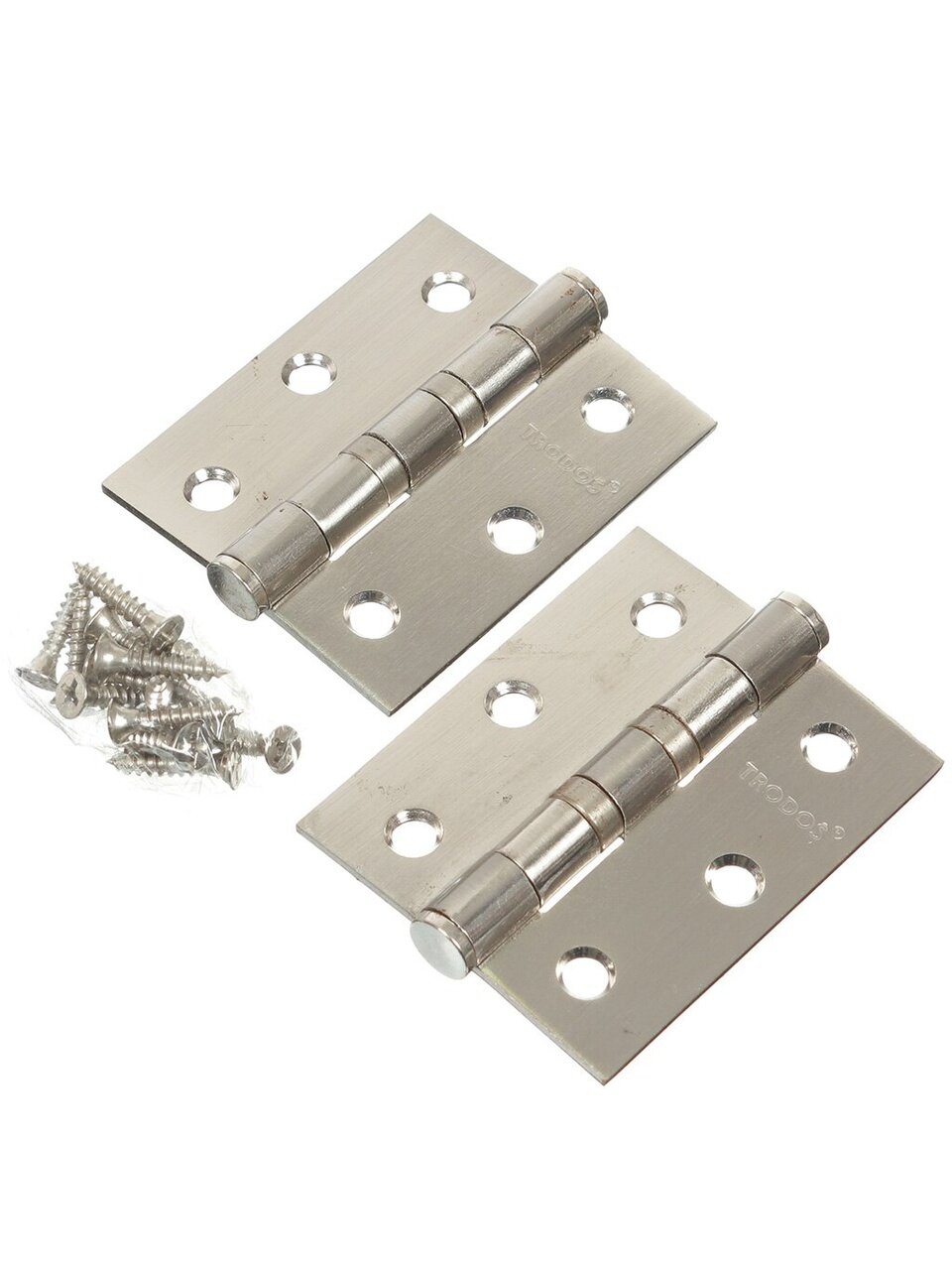 Петля врезная для деревянных дверей, Trodos, 75х62х2.5 мм, универсальная, 201070, никель