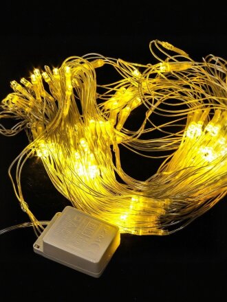 Гирлянда 160 ламп, 1.6х2 м, 8 режимов, Сеть, теплый белый свет, прозрачная, в помещении, сетевая