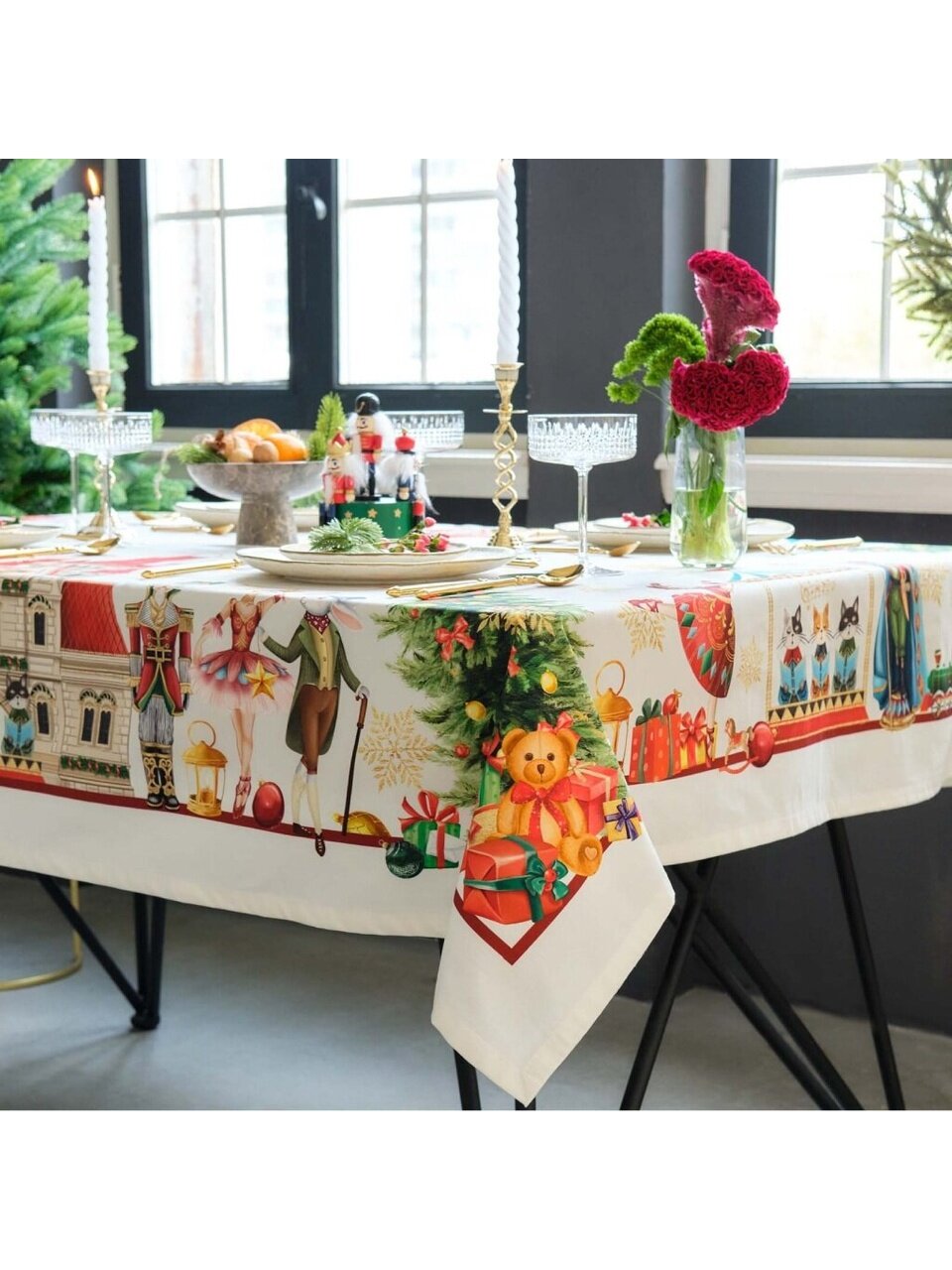 Скатерть 150х220 см, 100% хлопок, саржа, 190 г/м2, с ГМВО, Этель, Щелкунчик, 9907907