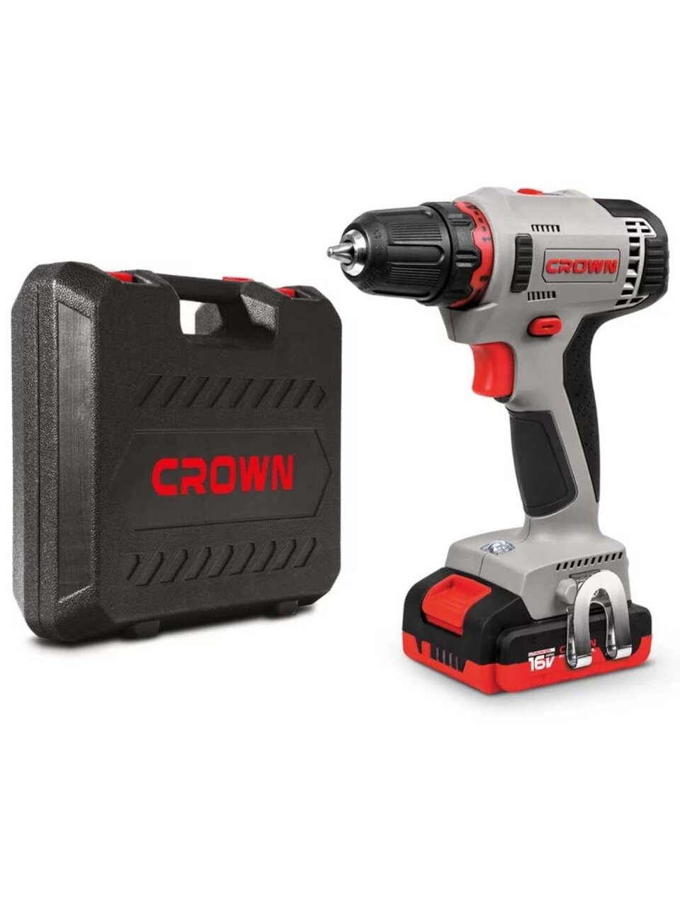 Дрель-шуруповерт аккумуляторный, Crown, CT21082H-2 BMC, 14.4 В, кейс