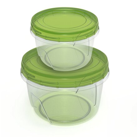 Контейнер пищевой пластик, 0.3, 0.7 л, 2 шт, круглый, Полимербыт, Summer time, 434311800