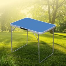 Стол складной металл, прямоугольный, 80х60х70 см, столешница МДФ, синий, Green Days