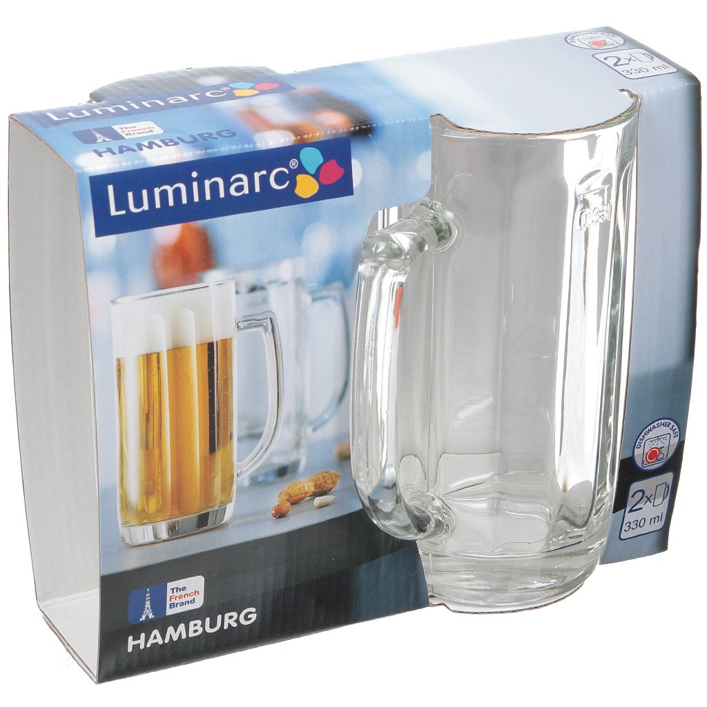 Кружка пивная стеклянная Luminarc Hamburg H5126, 2 шт, 330 мл