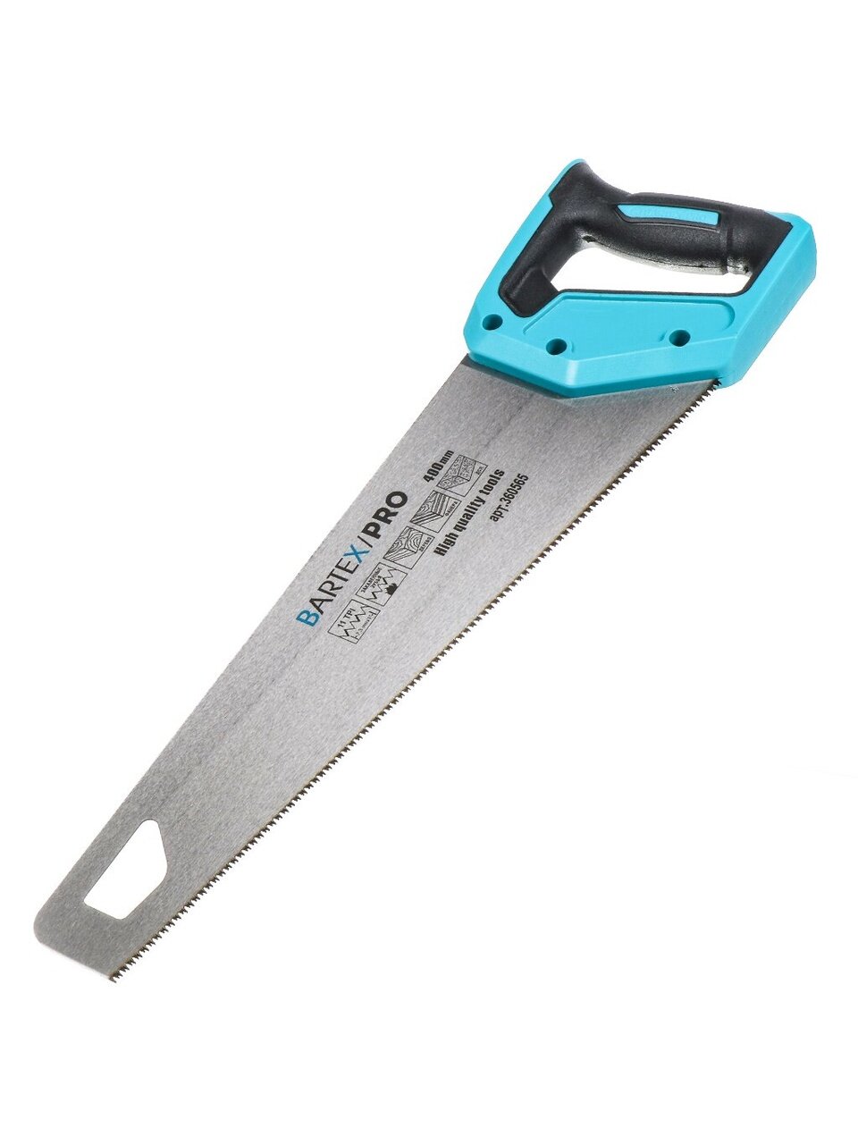 Ножовка по дереву, 400 мм, закаленные зубья, 3D-заточка, 11-13 TPI, рукоятка двухкомпонентная прорезиненная, Bartex