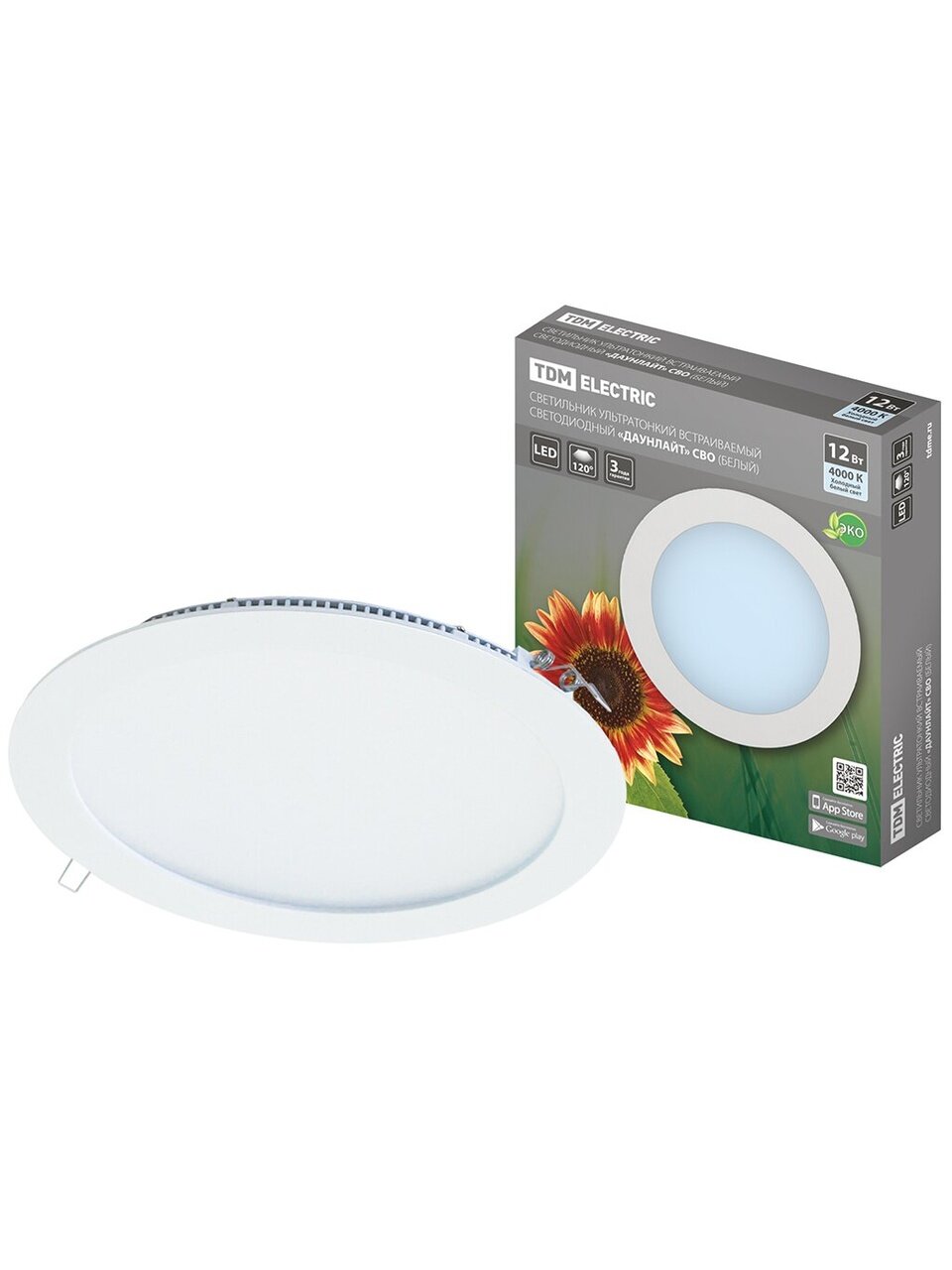 Светильник встраиваемый ультратонкий, Даунлайт, 12 Вт, 4000 К, белый, TDM Electric, SQ0329-0010
