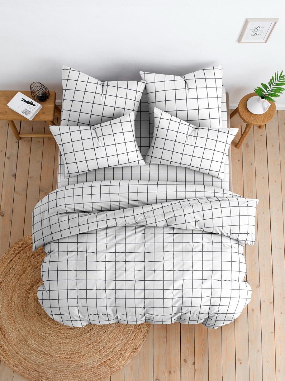 Постельное белье евро, простыня 215х240 см, 2 наволочки 70х70 см, пододеяльник 200х215 см, Silvano, поплин, б/з, Рэкс