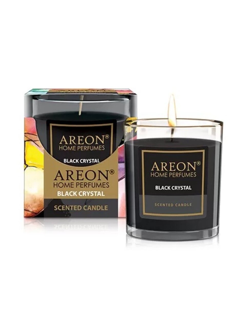 Свеча ароматическая, 7.5х7х7 см, в стакане, Areon, Черный Кристалл, 120 гр., 704-CR-03