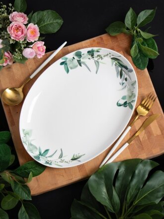 Блюдо стеклокерамика, овальное, 24х33 см, Эвкалипт, Daniks, LPKYP130/K2301