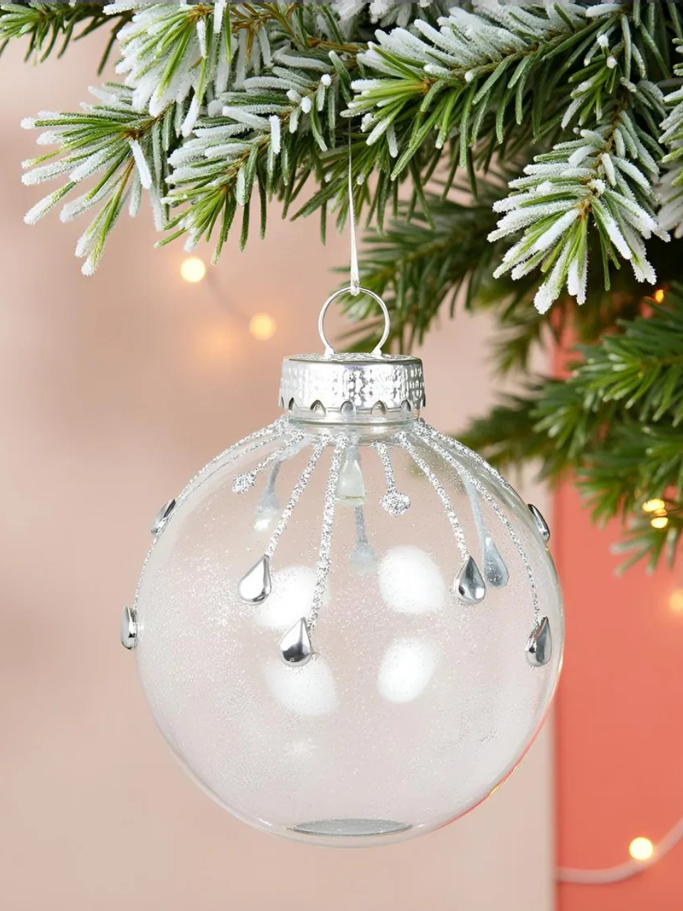 Набор шаров Капли, 4 шт, серебро, 8 см, пластик, F010011