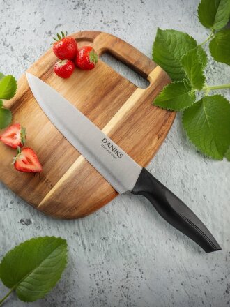 Нож кухонный Daniks, Easy New, шеф-нож, нержавеющая сталь, 20 см, рукоятка пластик, YW-A337-CH