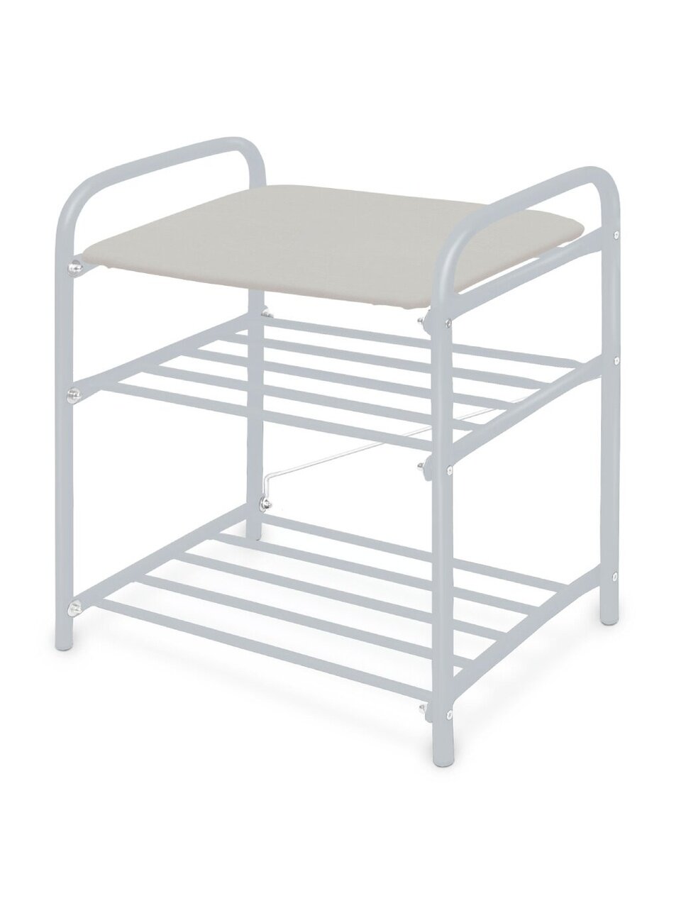 Полка для обуви металл, 3 секции, 44х33х50 см, с сиденьем, матовый серый, Nika, Б1-1/МС