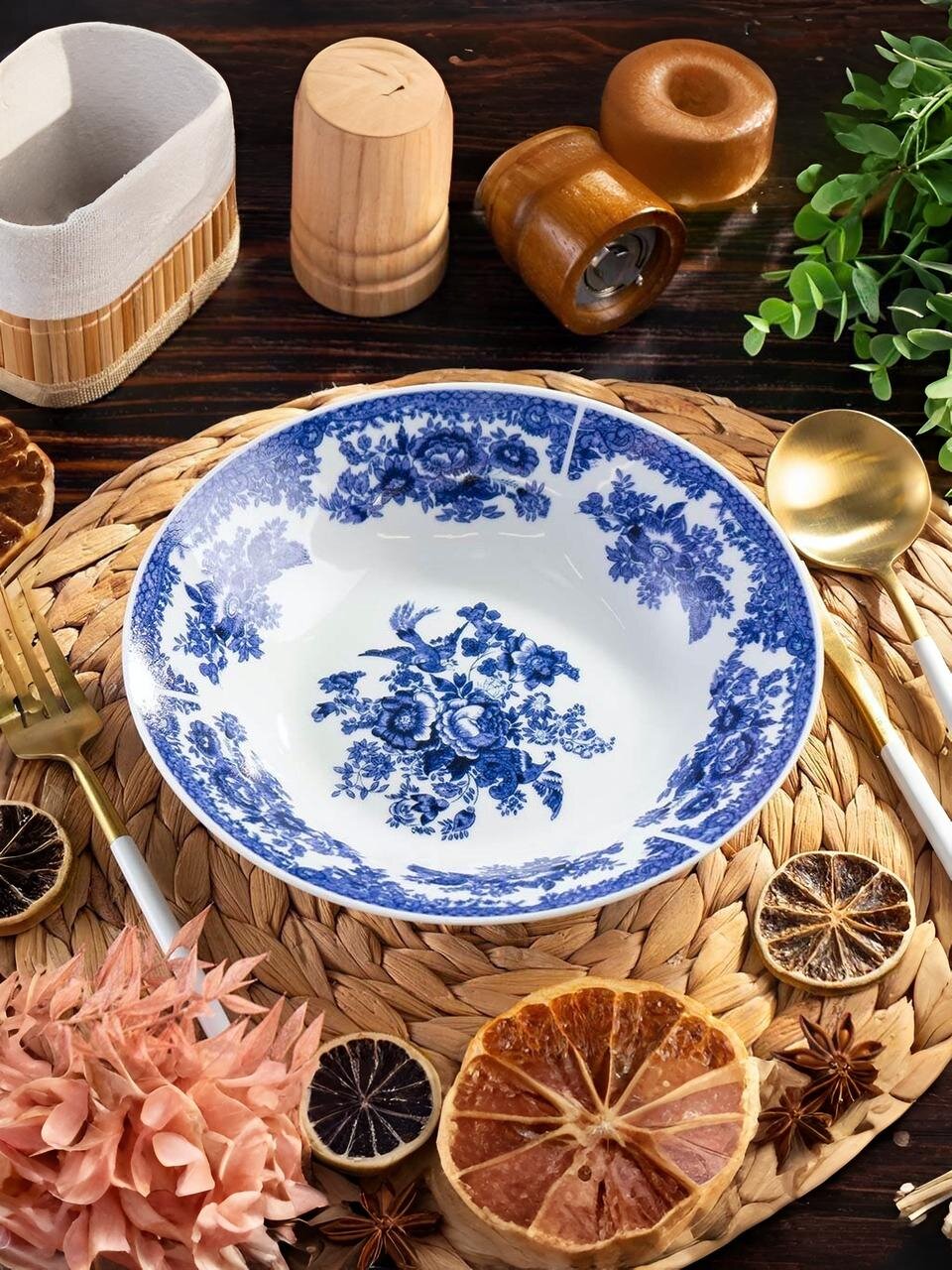 Тарелка суповая, керамика, 20 см, 0.5 л, круглая, Жар-Птица, Daniks