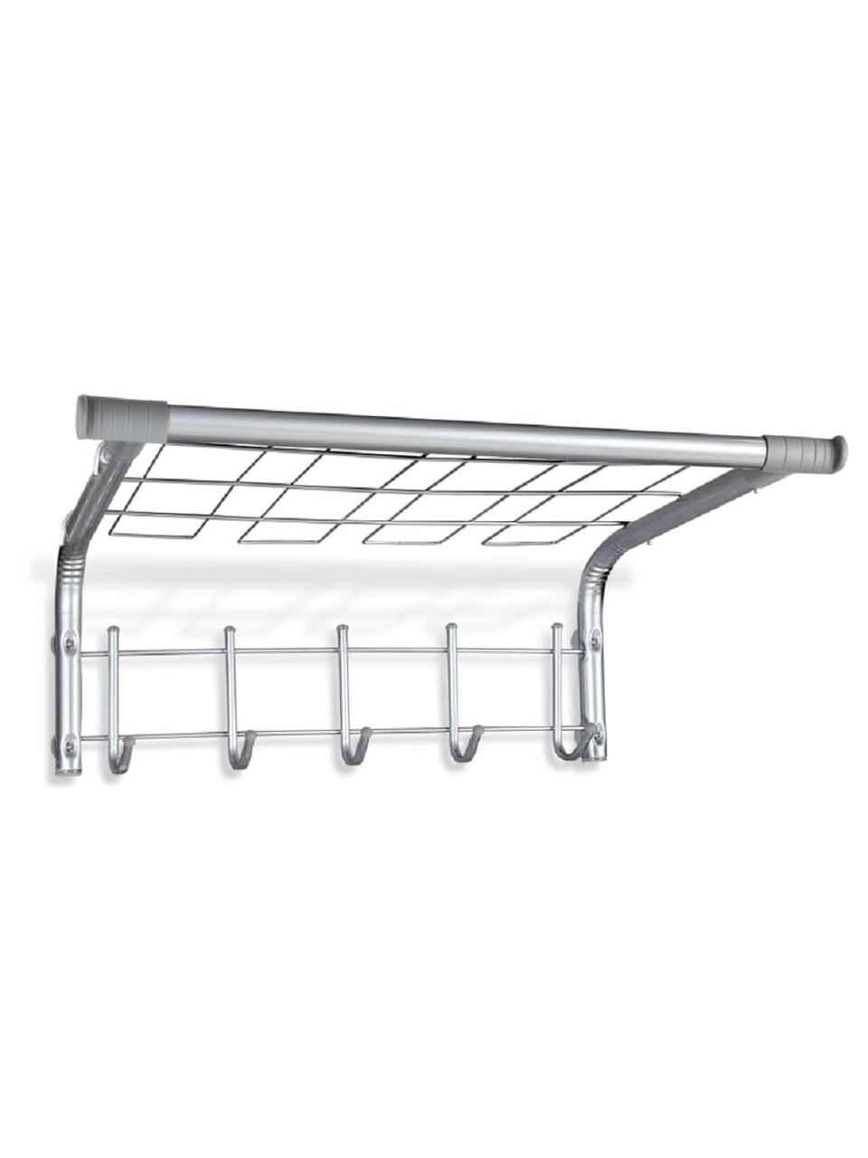 Вешалка настенная 5 крючков, 40.7х70.5х29.7 см, металл, Sheffilton, SHT-WH7, В2-97, хром лак/серая